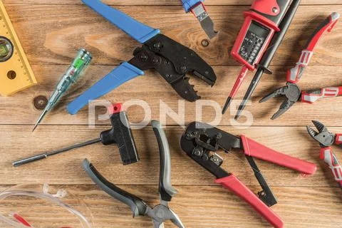 Instruments on wooden table Stock Photos
