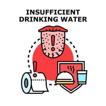 Insufficient drinking water concept causing health problems and dehydration Illustrazione stock