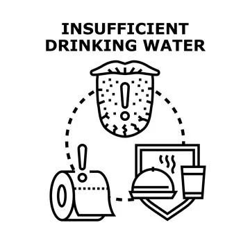 Insufficient drinking water concept causing health problems and dehydration Stock Illustration
