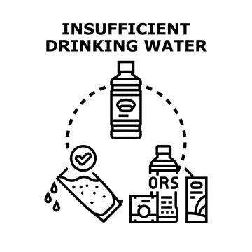 Insufficient drinking water problem and hydration solution concept Stock Illustration