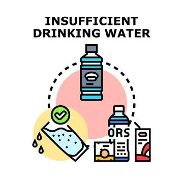 Insufficient drinking water problem and hydration solution concept Stock Illustration