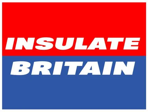 Insulate Britain vector illustration on a red and blue background Stock Illustration