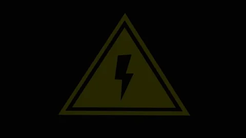 Insulated black and yellow triangular sign with electronic lightning. Stock Footage 229166935