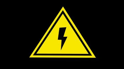Insulated black and yellow triangular sign with electronic lightning. Stock Illustration