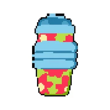 Insulated coffee cup reusable pixel art vector illustration Stock Illustration