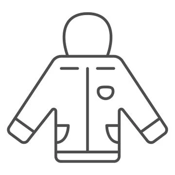 Insulated jacket with a hood thin line icon, World snowboard day concept, Ski Illustrazione stock