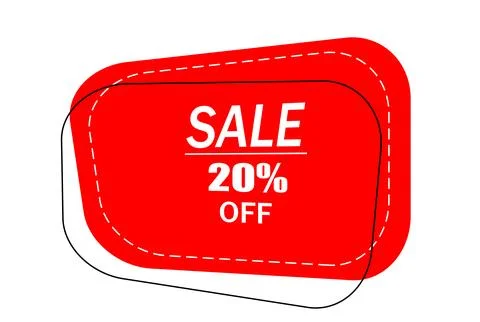 Insulated price tag, rectangular discount sticker on a white background. Stock Illustration
