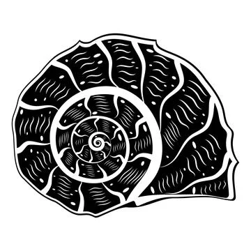 Insulated seashell. Vector illustration, black icon Stock Illustration