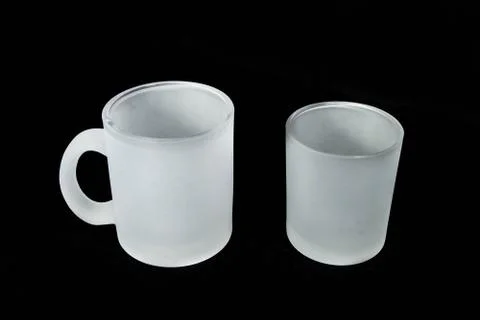Insulated unprinted cups for sublimation of different shapes, colors and desi Stock Photos