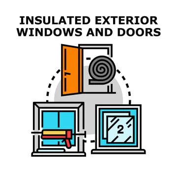 Insulating exterior windows and doors for energy saving イラスト素材