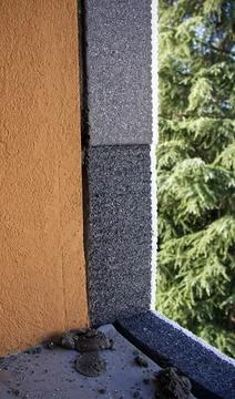 Insulating panels of molded expanded polystyrene. Energy saving concept. Stock Photos