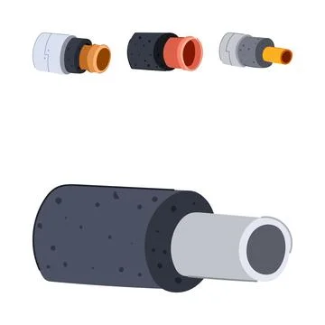 Insulating pipes improving thermal efficiency for construction Stock Illustration