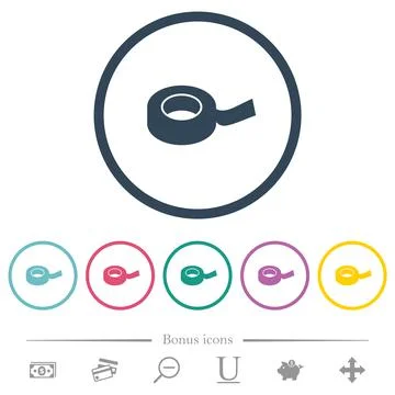Insulating tape flat color icons in round outlines Stock Illustration