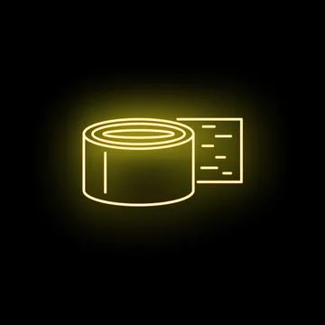 Insulating tape roll glowing neon yellow outline Stock Illustration