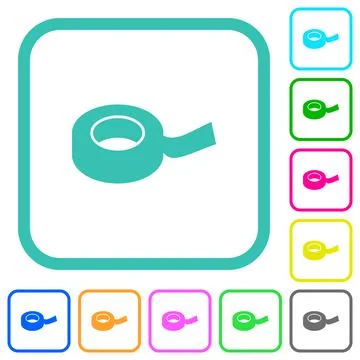 Insulating tape vivid colored flat icons Stock Illustration
