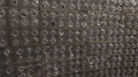 Insulating wall made with egg boxes empty Stock Footage 56706488