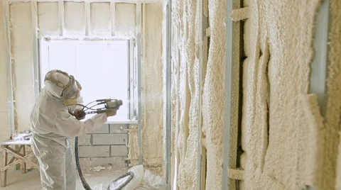 Insulation of a building with the help of polypropylene Video stock 61426110