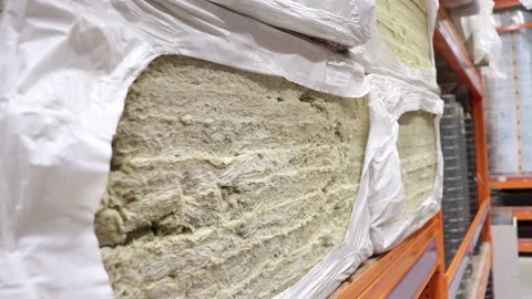 Insulation on the counter of a hardware store. Stock Footage 233833810