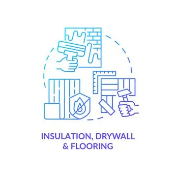 Insulation, drywall and flooring blue gradient concept icon Stock Illustration