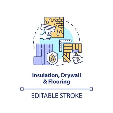 Insulation, drywall and flooring concept icon Stock Illustration