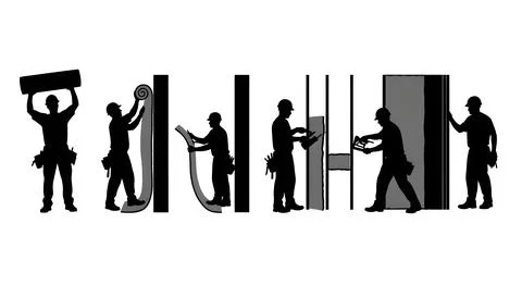 Insulation Installer Worker Silhouette Pack Stock Illustration