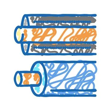 Insulation material roll icon doodle illustration Ilustración de archivo