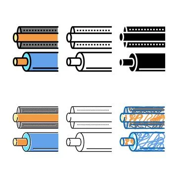 Insulation material roll variations color icon vector Stock Illustration