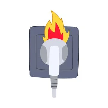 Insulation short circuit fire cartoon vector illustration Stock Illustration