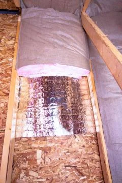 Insulation stages of attic Stock Photos