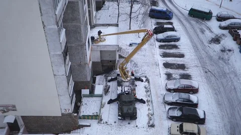 Insulation of the walls of a multistory building Stock Footage 79324897