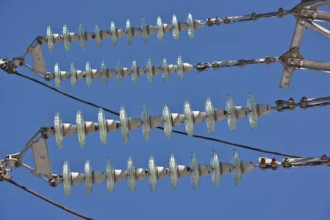 Insulators power lines. Stock Photos
