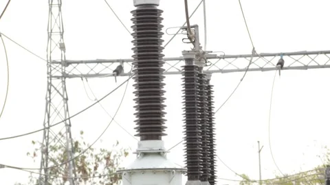 Insulators at power station India Stockbeeldmateriaal 147859593
