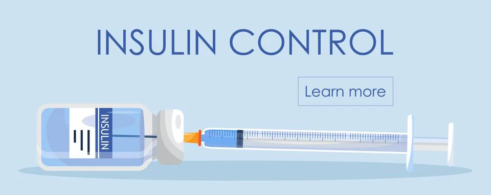 Insulin control vector. Get your Insulin injection free, a syringe for diabet Stock-Illustration