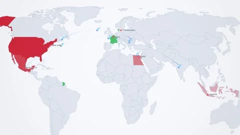 Insulin Export Routes on Light Map Stock Footage 342338720