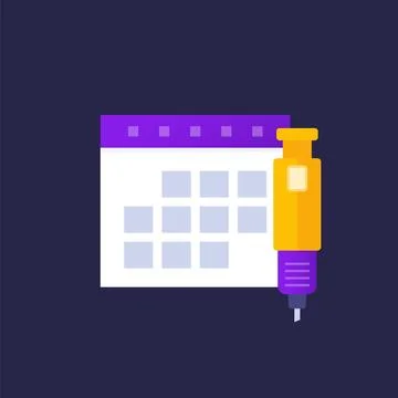 Insulin injection schedule icon, vector Stock Illustration