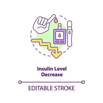 Insulin level decrease concept icon 库存插图