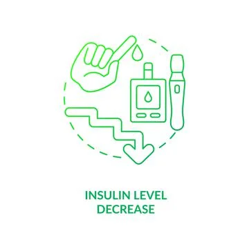 Insulin level decrease dark green concept icon Stock Illustration