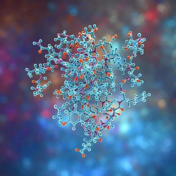 Insulin molecule, 3D illustration Illustrazione stock