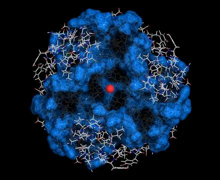 Insulin peptide hormone, 3D rendering. Important drug in treatme Stock Illustration
