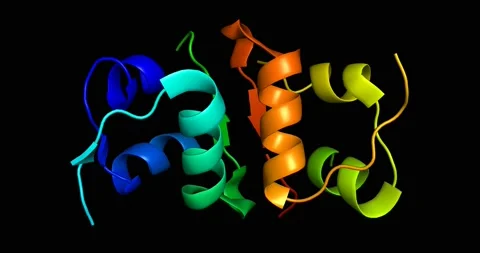 Insulin peptide human hormone molecule 3D chemical structure 4K seamless loop Stock Footage 151749620