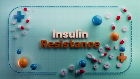 Insulin Resistance text animation on 3D medical background Stock Footage 314718011