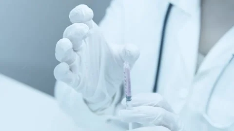 Insulin syringe with injection. Video stock 248306805