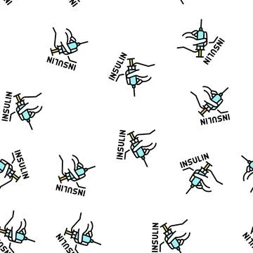 Insulin syringe vector seamless pattern 스톡 일러스트