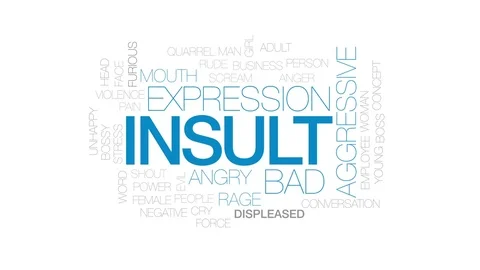 Insult animated word cloud, text design animation. Kinetic typography. Stock Footage 76353306