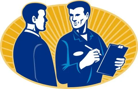 Insurance adjuster mechanic client. Stock Illustration