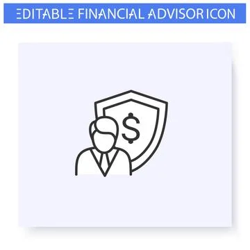 Insurance agent line icon. Editable illustration Stock Illustration