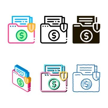 Insurance agreement folder icon vector styles outline Stock Illustration