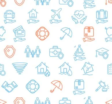 Insurance Background Pattern. Vector Stock Illustration