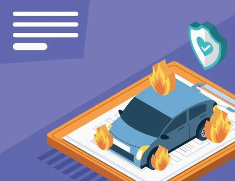 Insurance car isometric Stock Illustration
