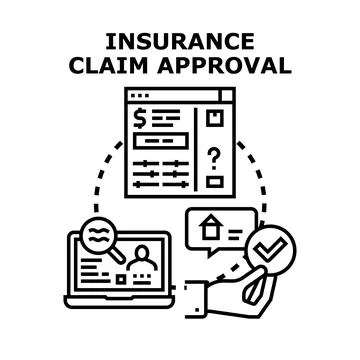Insurance claim approval process with digital application Stock Illustration